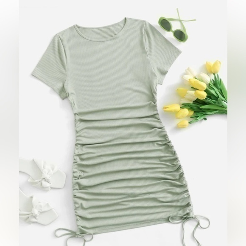 SHEIN Bodycon Ribbed Dress Mint Green